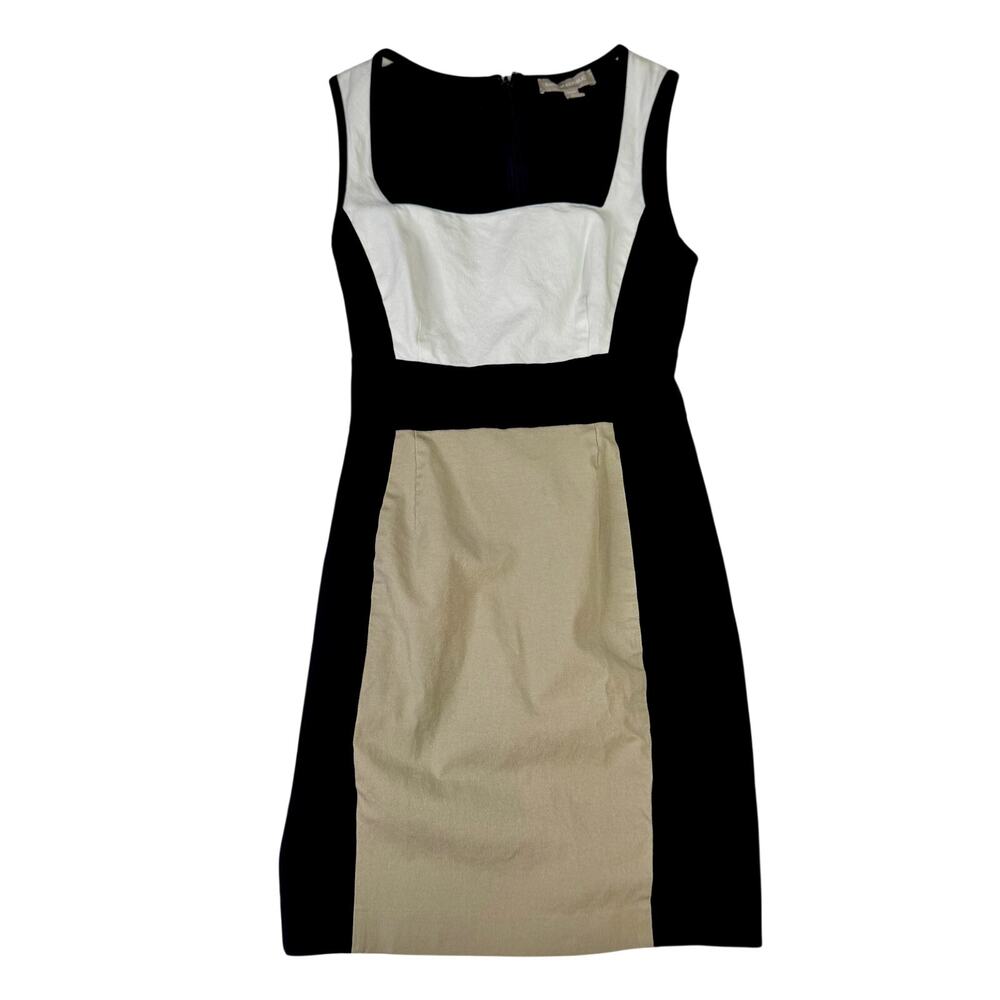 Banana Republic Sloan Colorblock Dress Black Cream Women’s 2P Petite Officewear - Picture 2 of 16